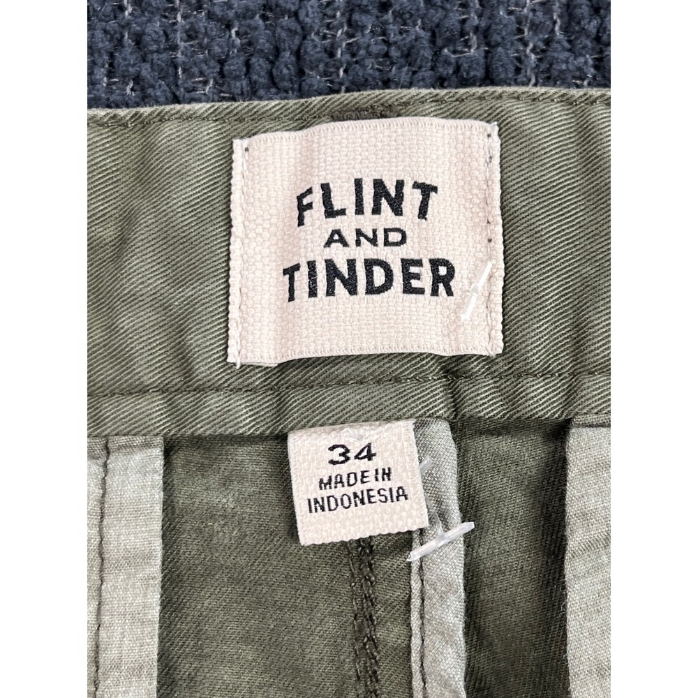 Flint and Tinder 365 Shorts Mens 34 Olive Green Chino Stretch Cotton Twill Flat - Picture 3 of 9